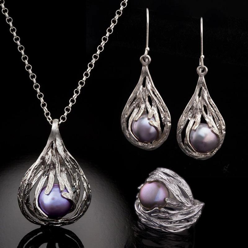 Holy Land Pearl Necklace, Earrings and Ring